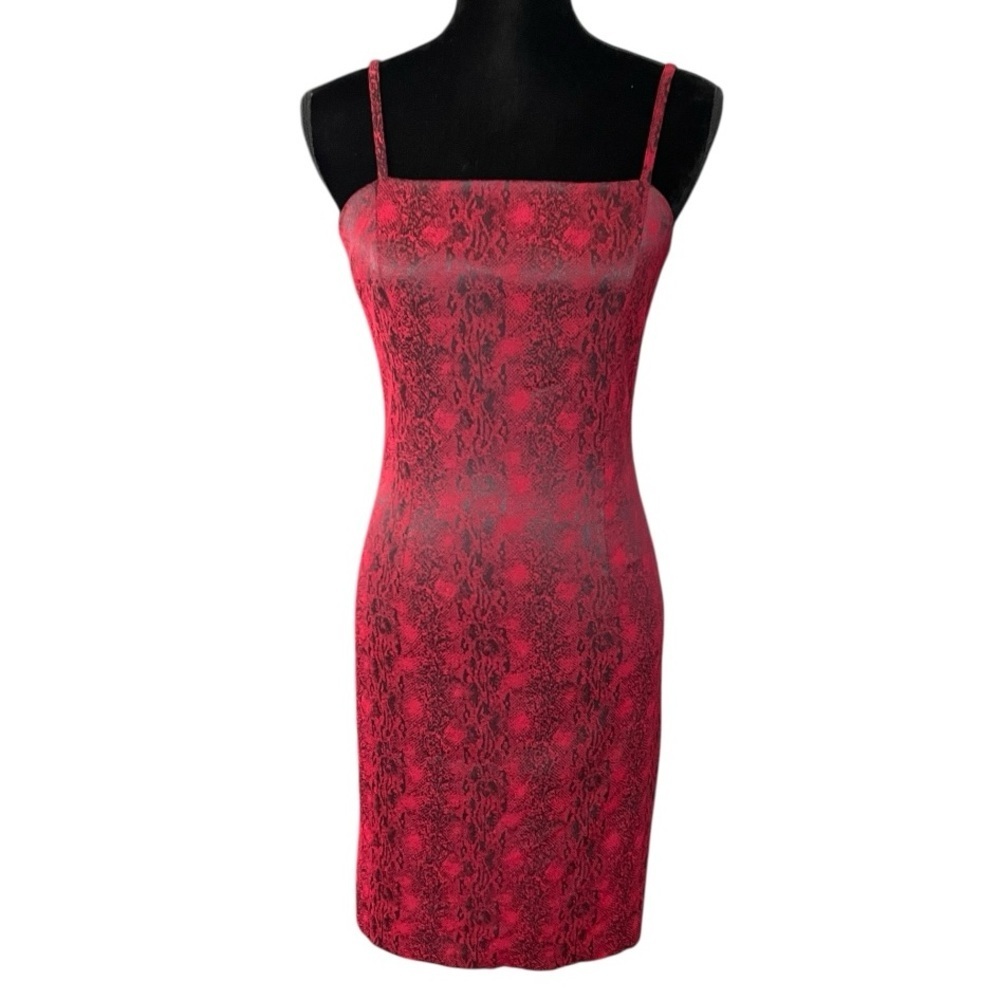 Vintage Express mini bodycon tank Dress Y2K Size 5/6 reptile snake sexy grunge